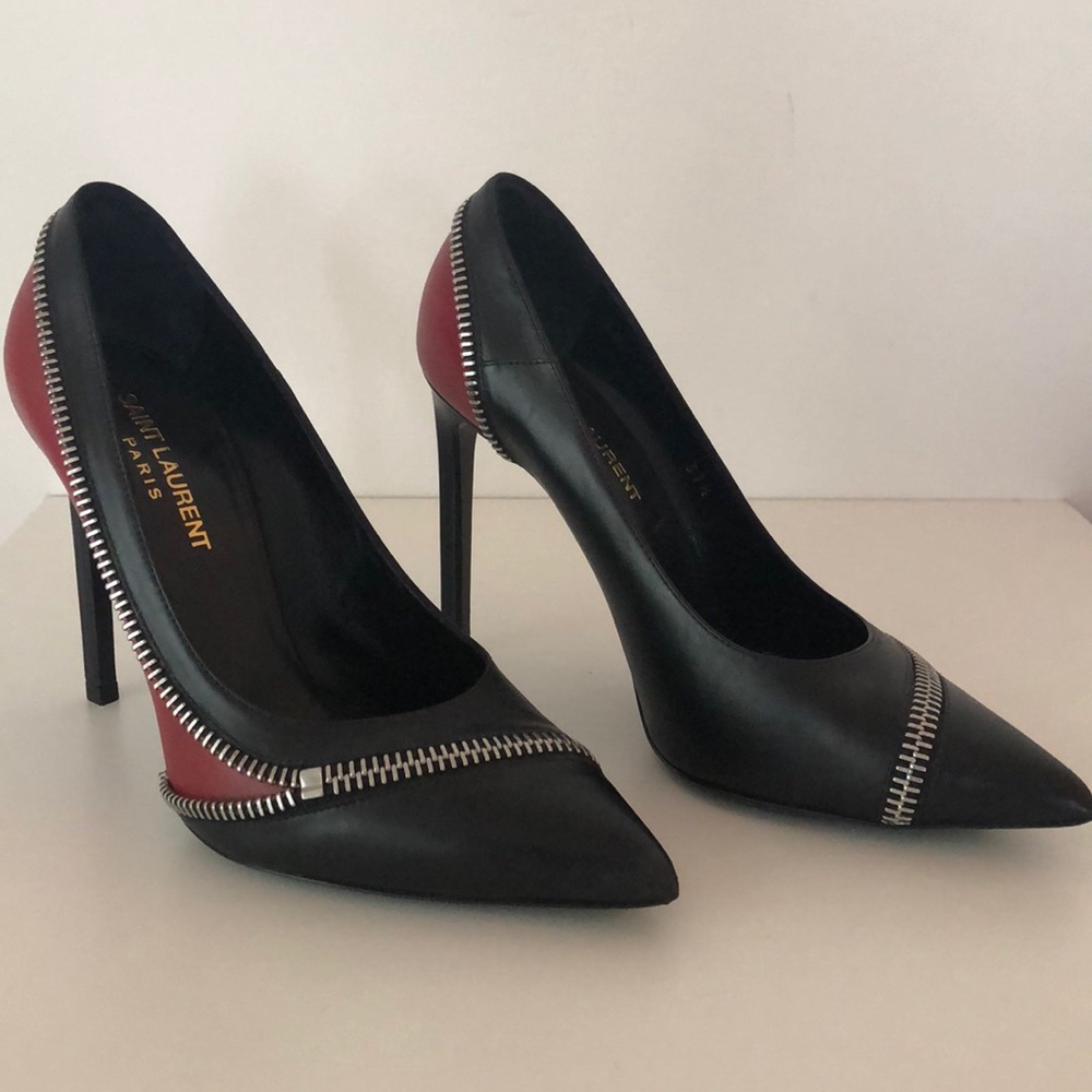 Saint Laurent bicolor zip heels
